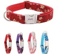 Personalised Velvet Dog Collar - Custom Name Engraved Pet Collar - Soft & Stylish Adjustable Collar&leash for Small Medium Large Dogs - Luxury Look for Everyday Wear