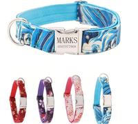 Personalised Velvet Dog Collar - Custom Name Engraved Pet Collar - Soft & Stylish Adjustable Collar&leash for Small Medium Large Dogs - Luxury Look for Everyday Wear
