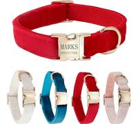 Personalised Velvet Dog Collar - Custom Name Engraved Pet Collar - Soft & Stylish Adjustable Collar&leash for Small Medium Large Dogs - Luxury Look for Everyday Wear