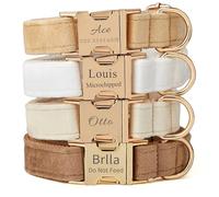 Personalised Velvet Dog Collar, Customized Pet Collars with Name & Phone Number Address Engraved, Metal Quick-Release Buckle,Multi-Color for Small, Medium, Large Breeds