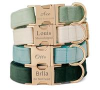 Personalised Velvet Dog Collar, Customized Pet Collars with Name & Phone Number Address Engraved, Metal Quick-Release Buckle,Multi-Color for Small, Medium, Large Breeds