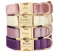 Personalised Velvet Dog Collar, Customized Pet Collars with Name & Phone Number Address Engraved, Metal Quick-Release Buckle,Multi-Color for Small, Medium, Large Breeds