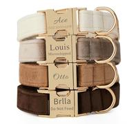 Personalised Velvet Dog Collar, Customized Pet Collars with Name & Phone Number Address Engraved, Metal Quick-Release Buckle,Multi-Color for Small, Medium, Large Breeds