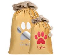 Personalised Velvet Santa Stocking Sack with Luxury Fur Trim Santa Paws - Christmas Santa Sack - Christmas Delivery Sack