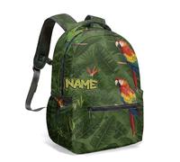 Personalised Vibrant Parrot Tropical Jungle Backpack 40 cm Full Print Colorful Bird of Paradise Rucksack for School (01)