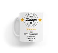 Personalised Vintage 1955 70th Birthday Design Ceramic Tea & Coffee Mug Gift for Mum|Dad|Nan|Nanny|Grandma|Grandad|Wife|Husband|Her|Him|Men|Women|Ladies