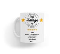 Personalised Vintage 1985 40th Birthday Design Ceramic Tea & Coffee Mug Gift for Son|Daughter|Dad|Daddy|Husband|Men|Women|Wife|Mum|Her|Him|Ladies