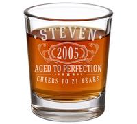 Personalised Vintage 21st Etched 2.5oz Shot Glass - Custom 2005 Happy 21st Birthday Gifts Him Her, Customised Cheers 21 Years, Turning 21 Year Old Decorations Decor, Party Favors Gift Idea 1.0