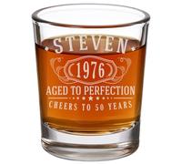 Personalised Vintage 50th Etched 2.5oz Shot Glass - Custom 1976 Happy 50th Birthday Gifts Men Women, Customised Cheers 50 Years, Turning 50 Year Old Decorations Decor, Party Favors Gift Idea 1.0