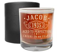 Personalised Vintage 90th Birthday Engraved 325ml Whisky Glass - Custom Etch 90th Birthday Gifts for Men - Cheers to 90 Years old - Decorations for Men - Scotch Bourbon Him Dad Grandpa Women 1934 1.0