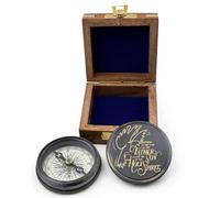 Personalised Vintage Compass Gift with Wooden Box & Leather Case - Custom Engraved Message - Christmas & New Year Keepsake Present for Him Her Dad Husband Friend