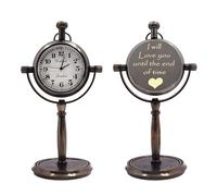 Personalised Vintage Desk Clock - "I Will Love You Until the End of Time" - Romantic Gift for Him Her - Anniversary, Valentine’s, Father’s Day (Bronze, I Will Love You Until the End of Time)