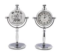 Personalised Vintage Desk Clock - "I Will Love You Until the End of Time" - Romantic Gift for Him Her - Anniversary, Valentine’s, Father’s Day (Silver, Customisation)