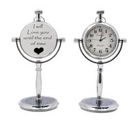 Personalised Vintage Desk Clock - "I Will Love You Until the End of Time" - Romantic Gift for Him Her - Anniversary, Valentine’s, Father’s Day (Silver, I Will Love You Until the End of Time)