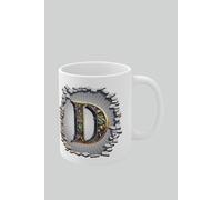 Personalised Vintage Letter D & Name Mug - Stylish Gothic 3D Design Simply Stunning Mugs White One Size