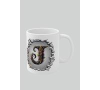 Personalised Vintage Letter J & Name Mug - Stylish Gothic 3D Design Simply Stunning Mugs White One Size