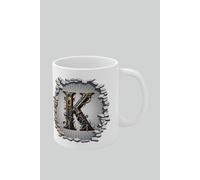 Personalised Vintage Letter K & Name Mug - Stylish Gothic 3D Design Simply Stunning Mugs White One Size