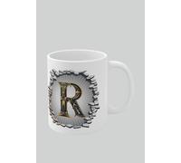 Personalised Vintage Letter R & Name Mug - Stylish Gothic 3D Design Simply Stunning Mugs White One Size