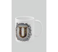 Personalised Vintage Letter U & Name Mug - Stylish Gothic 3D Design Simply Stunning Mugs White One Size