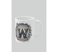 Personalised Vintage Letter W & Name Mug - Stylish Gothic 3D Design Simply Stunning Mugs White One Size
