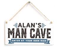 Personalised Vintage Look Man Cave Enter at Your Own Risk Sign - Custom Man Cave Den Plaque
