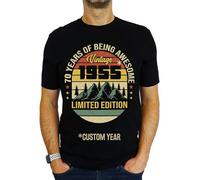 Personalised - Vintage Mountain - 18th | 21st | 30th | 40th | 50th | 60th | 70th | 80th Custom Birthday Gift | Present Idea for Men T-Shirt Black L
