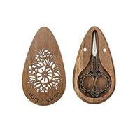 Personalised Vintage Scissors with Engraved Wooden Magnetic Box, Vintage European Plum Blossom Style or Crane Stork Style Sewing Scissors, Cutting Embroidery Sewing Handcraft Craft Art Work DIY Tool