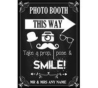 Personalised Vintage Wedding Photo Booth Selfie Sign Poster Banner - Chalkboard Style Print N113 (A3 (29.7cm x 42cm) Gloss Card)