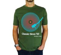 Personalised Vinyl Record - Classic Since - 18th | 21st | 30th | 40th | 50th | 60th | 70th | 80th Custom Birthday Gift | Present Idea for Men T-Shirt Earthy Green M