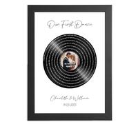 Personalised Vinyl Record Poster Print Wedding Songs Words First Dance Your Wedding Music Posters Gifts with Photo & Words for Anniversary Wedding Birthday Her Him, A5, A4, A3 And Optional Frame