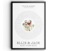 Personalised Vinyl Record Song Lyrics Poster - Custom Wedding Anniversary Birthday Keepsake Gift - Valentines Unique Vinyl Print - Dad Gifts - Upload Any Photo (Design 4 - Transparent, Rectangular)