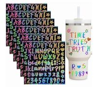 Personalised Vinyl Stickers,6 Pcs Glitter Letter Stickers,Letter Sticker,Waterproof Colorful Glitter Names Tags Logo for Tumblers,Water Bottles,Laptop,Turn Silver into Color Under Light