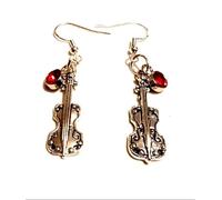Personalised Violin, Viola, String Instrument Earrings on Sterling Silver Hooks with Birthstones, Cello, Orchestra Jewellery, Double Bass