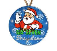 Personalised Viral 67 Trend Christmas Bauble Hanging Ornament Funny Santa Grinch Raccoon Nutcracker Designs Custom Name Kids Meme Decoration (Santa - Blue, Acrylic - Indoor & Outdoor use)