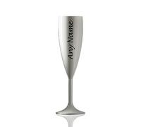 Personalised Virtually Unbreakable White Polycarbonate Champagne Flute - Any Name Multiple Colours Available - Black
