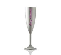 Personalised Virtually Unbreakable White Polycarbonate Champagne Flute - Any Name Multiple Colours Available - Hot Pink