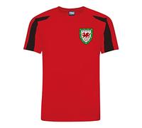 Personalised Wales Football Shirt Classic Style with Short Sleeves for Men and Women | Best Gift for Unisex Adults (M), Fire Red Jet Black
