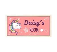 Personalised Wall Art White Framed Print Girl's Room Unicorn | Custom Text Large Wide Room Sign | Bespoke Soft Pastel Colours | Customised Girl's Bedroom Signage | For Her New Baby Gift Christening