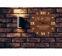 Personalised Wall Glass Clock text Bronze Colour Mother's Day Wedding Engagement