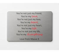 Personalised Wallet Card for Partner - Engraved Metal Credit Card Size Keepsake Gift - Anniversary, Birthday, Valentine’s Day