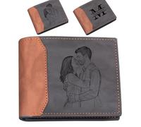 Personalised Wallets for Men, Custom Text Photo Wallet Double-Sided, Fathers Day from Wife Daughter Son, Gift for Dad Boyfriend (Double-Sided Customization)