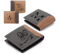 Personalised Wallets For Men, Engraving Photo Name And Letters Personalised Wallet, Leather Custom Card Holder, Daddy Gifts, Valentines Day Gift For Him, Suitable For Father/Boyfriend/Husband