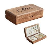 Personalised Walnut Solid Wood Jewellery Box with Custom Text, Storage Box for Jewellery, Trinkets & Gifts, Keepsake Box
