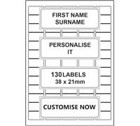 Personalised, Washable Name Labels (130 Labels) Stickers for Kids Clothes, School Uniform, Water Bottles, Shoes, Care Home. All Purpose Vinyl Stick On Waterproof Labels