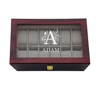 Personalised Watch Boxes Wooden Watch Box For Men Birthday Anniversary Christmas Father's Day Custom Gift for Man Him Grandad Dad Son Husband Boyfriend with Any Name Text (26 letters)
