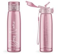 Personalised Water Bottle for Women - Swirlie Script Custom Name Printed BPA Free Gym Drinking Bottles 660ml - Adults Flask Container Gift Drinks, 660ml, Pink