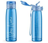 Personalised Water Bottle for Women - Swirlie Script Custom Name Printed BPA Free Gym Drinking Bottles 660ml - Adults Flask Container Gift Drinks, 660ml, Blue