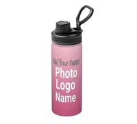 Personalised Water Bottles 500ml Custom Photo Text Logo Insulated Drink Bottle Customised Stainless Steel Cup Bottle for Women Men School Travel Sport Office Gifts Gradient Color