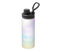Personalised Water Bottles 500ml Custom Photo Text Logo Insulated Drink Bottle Customised Stainless Steel Cup Bottle for Women Men School Travel Sport Office Gifts Gradient Color