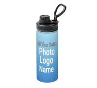 Personalised Water Bottles 500ml Custom Photo Text Logo Insulated Drink Bottle Customised Stainless Steel Cup Bottle for Women Men School Travel Sport Office Gifts Gradient Color